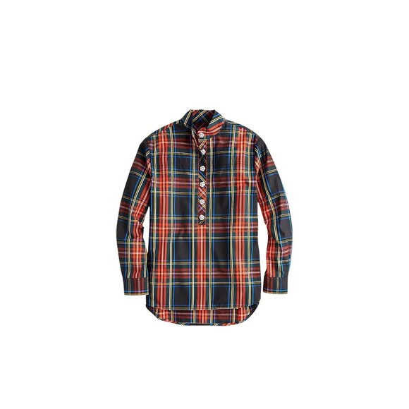 J. Crew Womens Jeweled Button Popover Tunic in Stewart Tartan NWOT - Picture 3 of 8